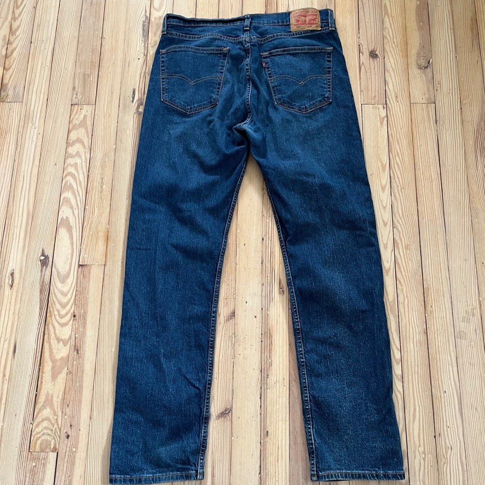 Levi Strauss 505 Regular Fit Straight Dark Wash Casual Denim Jeans Mens W36 L34 - Picture 5 of 8